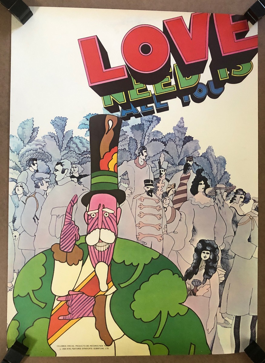 The Beatles Original Vintage Poster All You Need Is Love Movie
