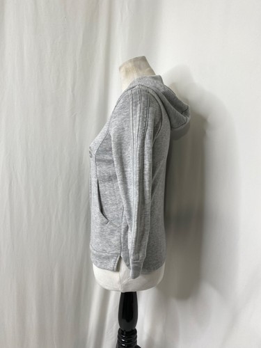 Girls Large Hoodie Adidas Grey Silver Logo Full Zip Athletic Long Sleeve - Picture 5 of 9