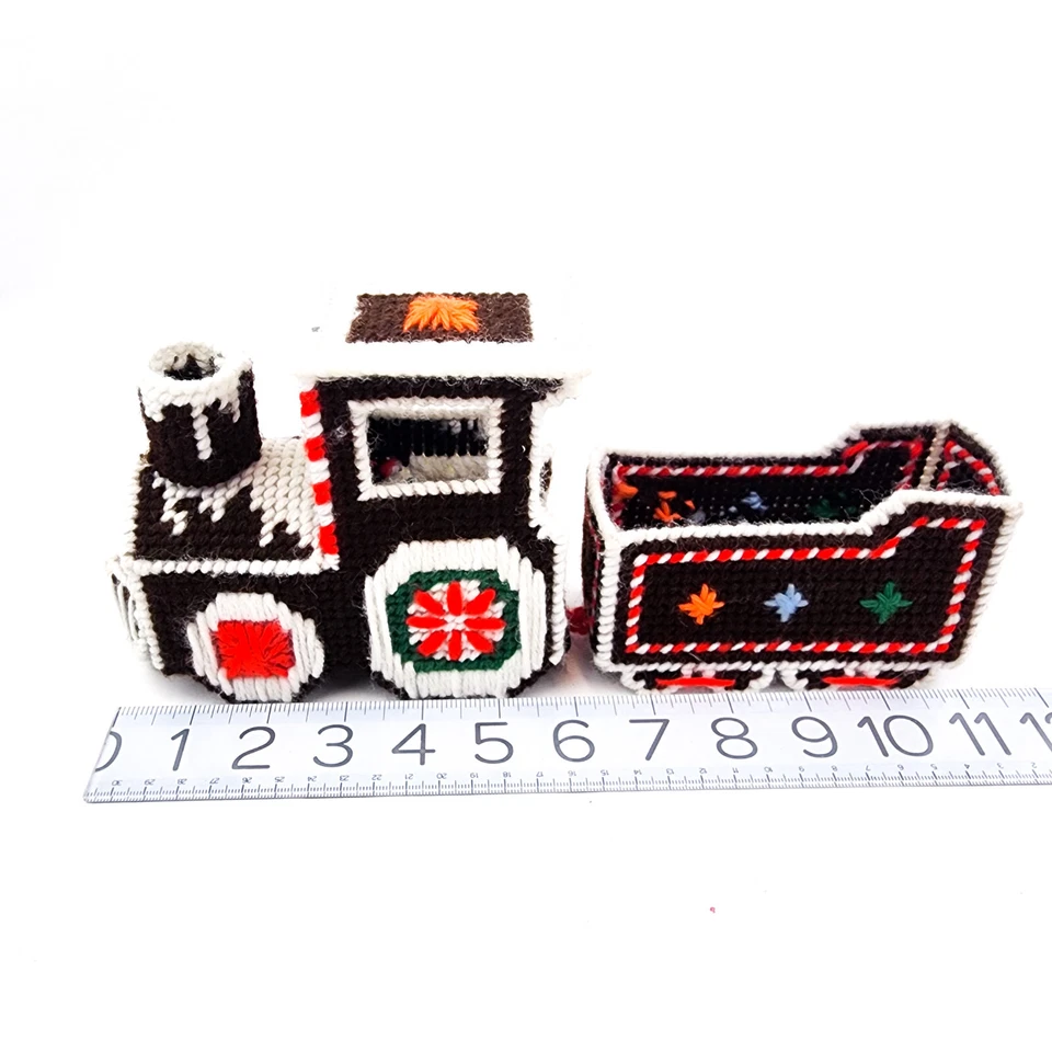 Tren de punta de aguja de lona de plástico 3D vintage de Navidad Gingerbread Express años 80 Foto 2 de 4