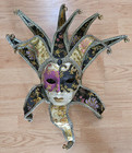 Mardi Gras Full Face Jester Large Mask Venetian Style Party Carnival Decor Bells