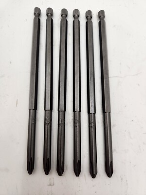 6 NEW APEX #2 Phillips 6'' Long Screwdriver Bit Set 492-C USA Made Aircraft