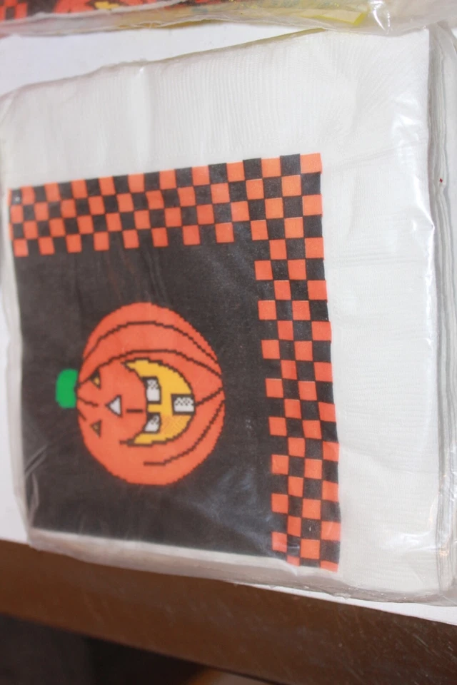 5x MANTEL Y SERVILLETAS DE PAPEL HALLOWEEN VINTAGE CALABAZA JACK O LINTERNA ARTFAIRE Foto 3 de 4