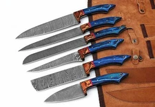 Custom Handmade Hand Forged Damascus steel chef kitchen knives set BBQ KNIVES
