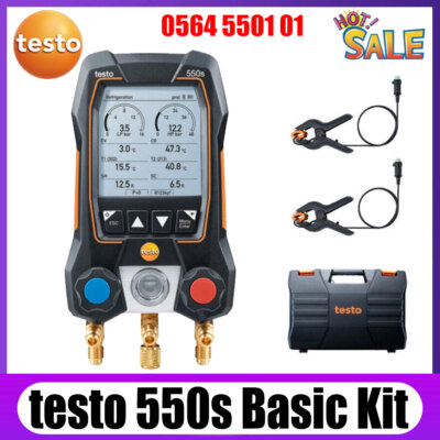 testo 550s Basic Kit Smart digital manifold with wired clamp temperature probes