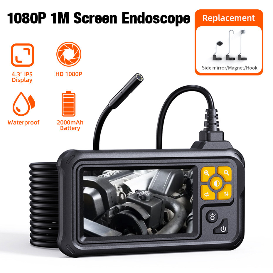 1M 1080P HD Waterproof Industrial Endoscope Inspection Camera With LCD Screen