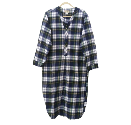 LL Bean USA Made Plaid Green Blue Mens 