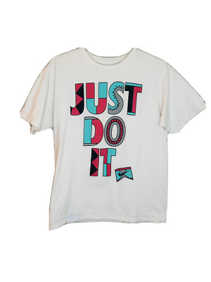 Nike Medium Just Do It Southwest Aztec White Short Sleeve Vtg