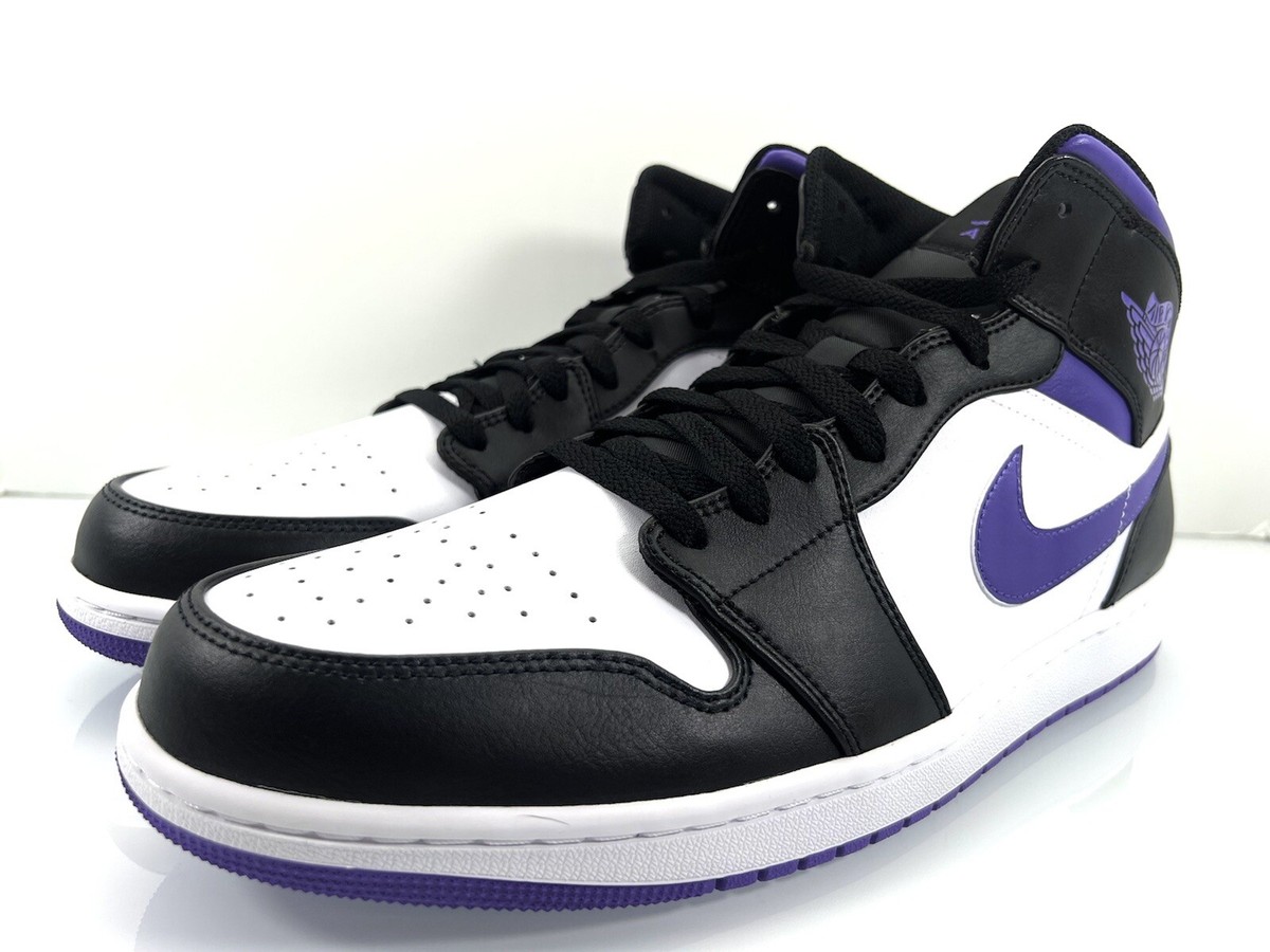 NIKE AIR JORDAN 1 MID BLACK DARK IRIS WHITE PURPLE KINGS 554724