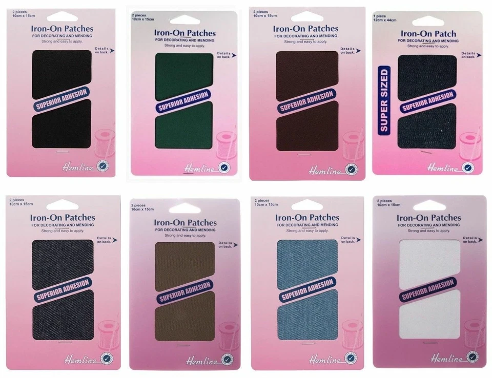 Hemline Iron-On Patches Strong All Colours - For Mending / Repair / Decorating