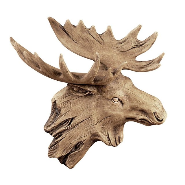 Moose Wall Head Sculpture Carved Weathered Look 3D Hanging ...