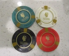 Caesars Palace Casino 4 Poker Chip Lot + FREE Las Vegas Poker Chip