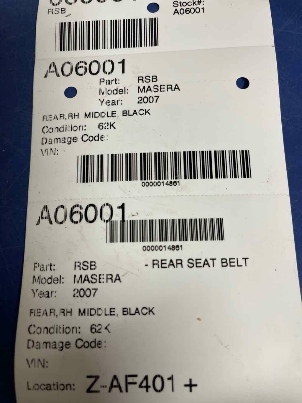Rear Seat Belt MASERATI Right 07