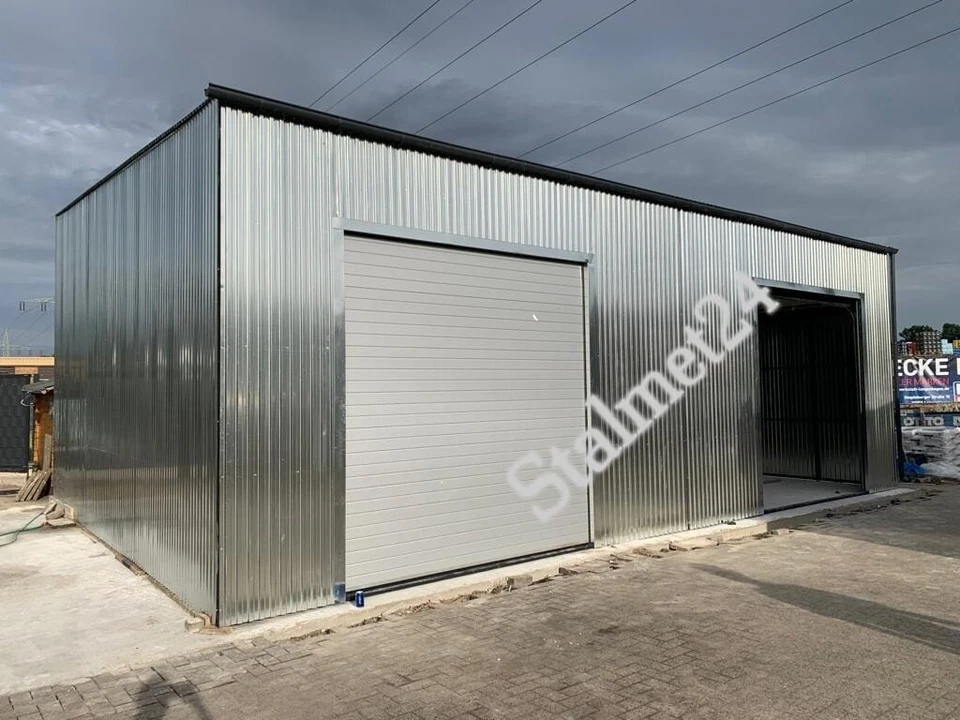 Blechgarage 9x5x3m Fertiggarage KFZ Garage Doppelgarage Sektionaltor Aufbau - Bild 2 von 4