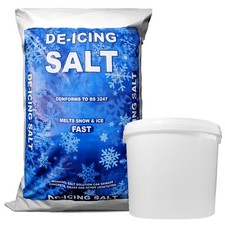 White or Brown De-Icing Grit Rock Salt with Resealable Storage Tub (1kg-20kg)