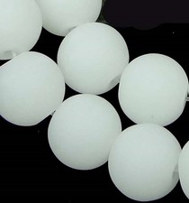 25 Frosted Sea Glass Round Beads Matte - White Jade 10mm