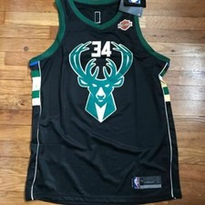 #34 Maglia nera Giannis Antetokounmpo NBA Milwaukee Bucks vintage Swingman