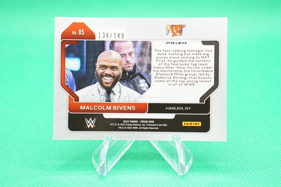 2022 Prizm WWE Base Horizontal Prizms Purple /149 #85 Malcolm Bivens NXT 2.0 BG6 - Image 2 of 2