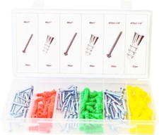 Swordfish 32080 - 165pc Ribbed Plastic Anchor Wall Plug and Screw Assortment