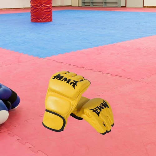 Gants de boxe professionnels demi-doigt en cuir PU MMA combat Arts Gants de boxe professionnels demi-doigt en cuir PU MMA combat Arts