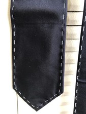 Zadi Andrew's Silk Tie Navy Blue Background with Stitched Border 58.5" EUC 