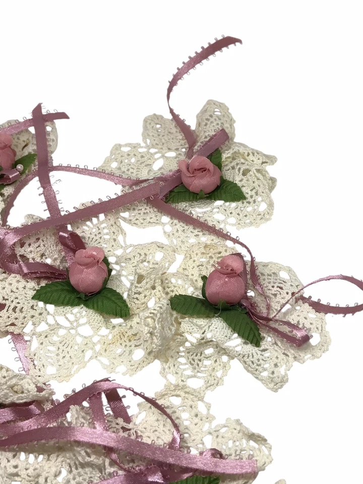 7 Mini Tapetes de Encaje Blanco Rosa Vintage Flores Apliques Decoración Artesanía 3" Foto 2 de 4