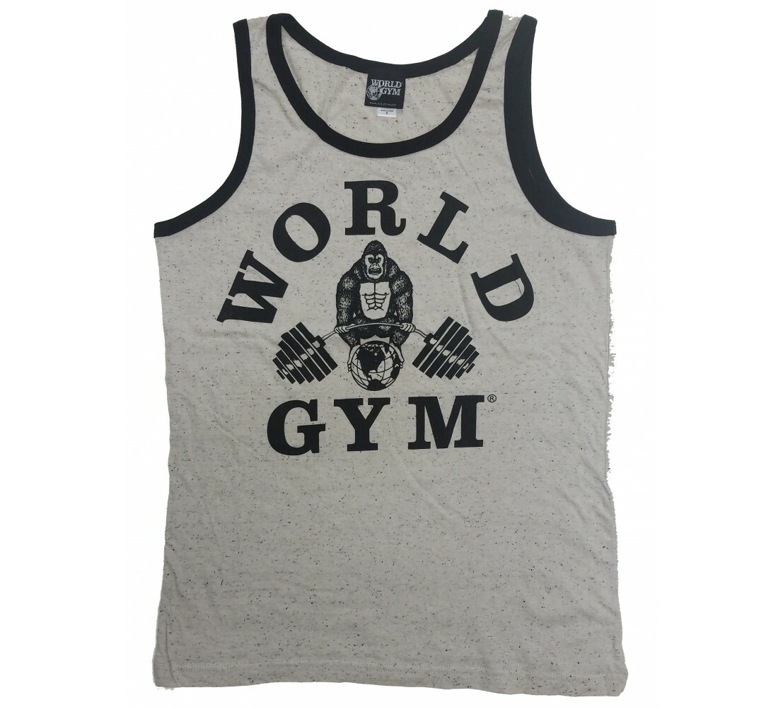 W322 World Gym Mens Tank Top Heather Ringer Bodybuilding