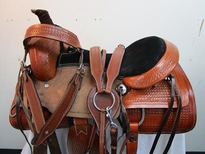 RODEO WESTERN SADDLE USED LEATHER ROPING ROPER RANCH WORK PLEASURE 15 16 17 18