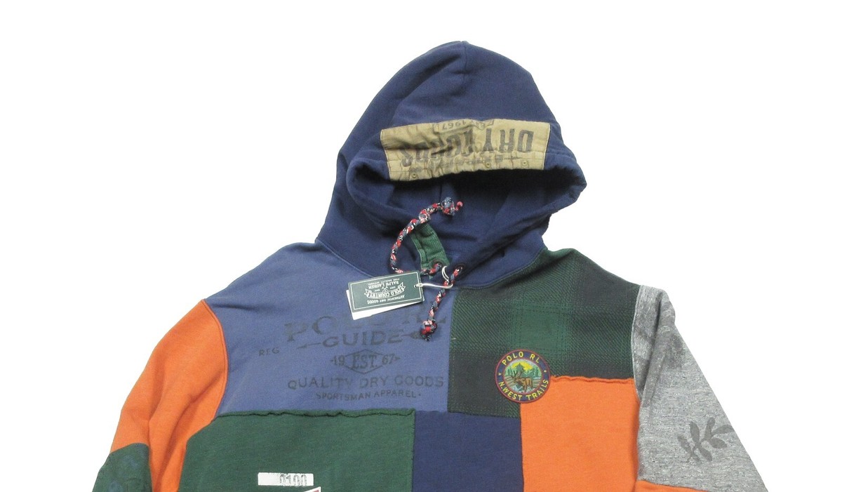 Polo Ralph Lauren Men's Blue Multi Patchwork Graphic Fleece