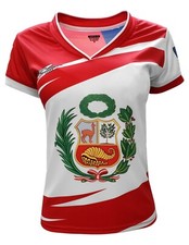 Peru and USA Women Soccer Jersey Color White/ Red 100% Polyester With V Neck