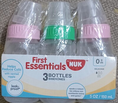First Essentials by NUK 5 oz. Vented Nipple Baby Bottles  3 Pack