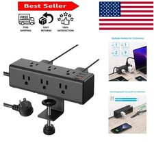 Versatile Desk Power Strip with 9 Outlets  Fast USB Charging - Compact Design