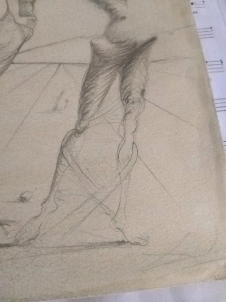 Salvador Dalí's Surrealist Drawing Original Hand Sketch on Paper Signed - Image 3 of 4