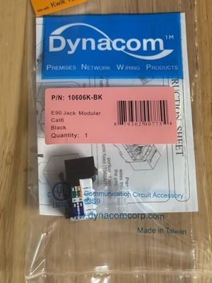 Dynacom 10606K-BK Black Cat6 Modular Keystone Jack Lot Of 15