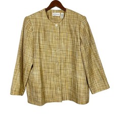 Alfred Dunner 16 Tan Brown Tweed Button Front Jacket Neutral Workwear Blazer