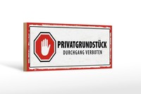 Holzschild Hinweis 27X10 Cm PrivatgrundstüCk Durchgang Verboten Deko Schild