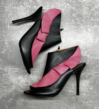 Balenciaga Made in Italy dress heels black/ pink rufle accent Shoe sz 37 $835