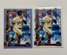 2025 Topps Holiday Brooks Lee Light Blue Glitter Short Print RC Twins H13
