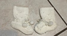 Vintage Baby Knit Socks With Pom Pom Ties