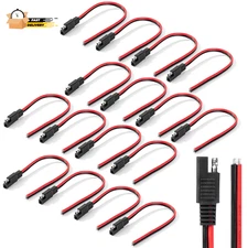 Bates- SAE Connector, 12 Inch, 16 Pack, 14 AWG, 2 Pin Single Plug Connector
