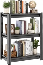 HEAVY DUTY 3 SHELF METAL BOOKSHELF, ADJUSTABLE STORAGE SHELVING UNIT