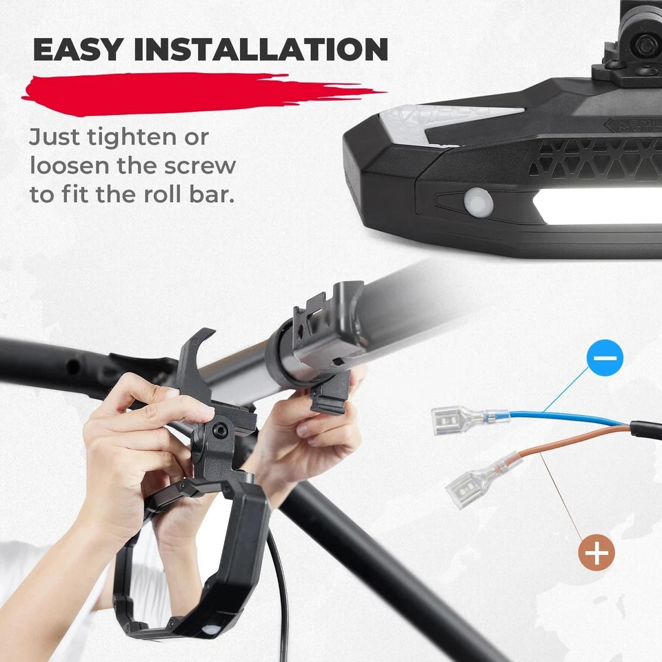 Espejo retrovisor UTV 1.5-2" 360° con luz para Polaris RZR Can-Am Maverick X3 Foto 4 de 4