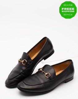 RRP€895 GUCCI Leather Loafer Shoes US7 EU37 UK4 Black Horsebit Made in Italy