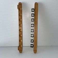 Pool Cue Rack 8 Stick Holder Wooden Wall Mount Billiards Game Room Oak Color