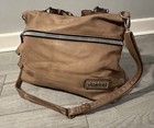 RARE Vintage Diesel Beige Leather Bag Handbag With Cotton Floral Lining VGC