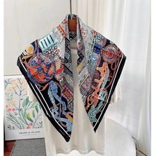 New 18 Momme Twill Silk Wrap Scarf Flowers Print Double Face Shawl 35"