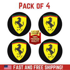 Set Of 4 Pcs Ferrari Center Wheel Cap Stickers Decal Rims Vinyl Logo Gas Tank
