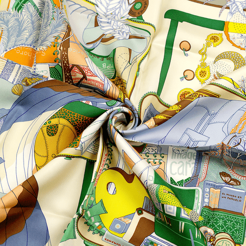 Neu im Karton Hermes Schal BAGAGE A MAIN 90 cm Seide Carre ROSA MARIA UNDA SOUKI - Bild 4 von 8