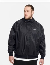 NIKE WINDRUNNER MENS BLACK HOODED JACKET SIZES M L BNWT ZIP POCKETS RRP £80