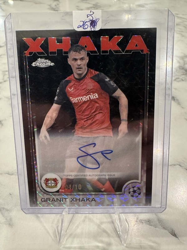 2024-25 Topps Chrome UEFA Granit Xhaka Auto Black Prism /10 Leverkusen Soccer