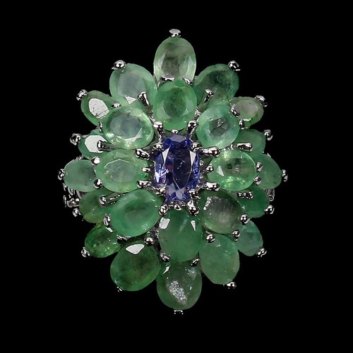 925 Sterling Silver Ring Oval Tanzanite 6x4mm Emerald Gemstone Jewelry ...